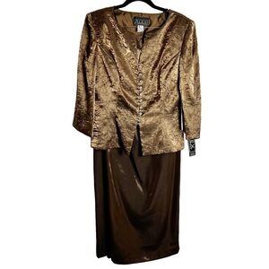 NWT Alex Evenings Bronze 2pc Top‎ & Pencil Skirt - Sz. 12